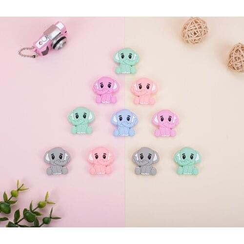 Sunrony 10pcs BPA Free Animal Silicone Beads Baby Teething Necklace Toy elephant Food Grade Silicone Cartoon Nursing Tiny Rod