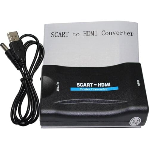 1080P SCART To HDMI Video Audio Upscale Converter Adapter for HD TV DVD for Sky Box STB Plug and Play