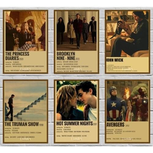 16 Styles Classic Movie Details Retro Kraft Paper Poster Bar Cafe Living Room Vintage Wall Decorative Paintings 42X30cm