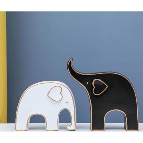2pc Modern luxury decorative elephant figurine living room decor resin Animal figurines handicraft home decor wedding decoration