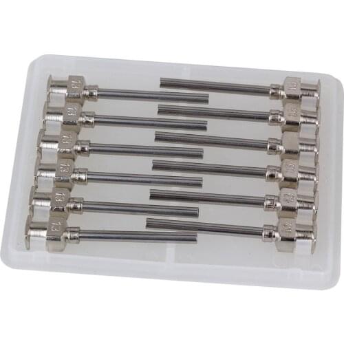 25mm 1Inch Silver Stainless Steel Industrial Syringes Dispensing Needle with 13Ga Blunt Tip Pack of 12