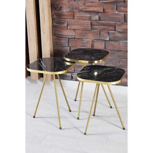 3 pcs Gold Coffee Table Nordic Side Table Creative Round Wood Small Desk Bedside Table Living Room Furniture Gold Tea Table