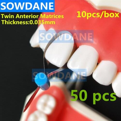 5 boxes Dental Twin Anterior Matrices Orthodontic Sectional Contoured Metal Matrice Polyester Matrice Dentist Matrix Material