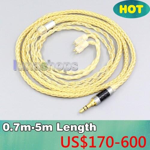 8 Cores 99.99% Pure Silver + Gold Plated Earphone Cable For Fitear To Go! 334 private c435 mh334 Jaben 111(F111) MH333 LN006497