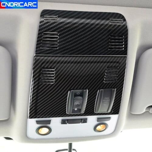 Car Carbon Fiber Color Front Roof Reading Lamp Frame Decoration Cover Stickers For BMW X1 E84 2011-2015 Interior Accessories