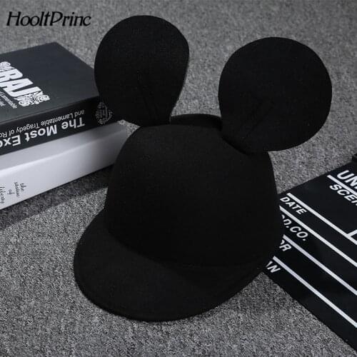 Fashion Parent-Child Mouse Ears Wool Baseball Cap Children Animal Flat Brim Caps Beach Women Men Snapback Hat Kids Hip Hop Hats