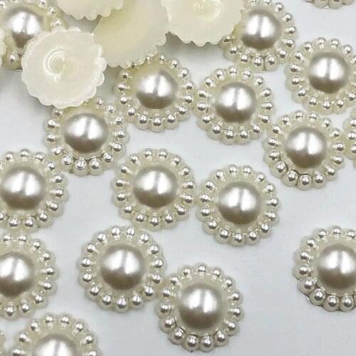 Hot 50/100pcs Beige Plastic Imitation Pearl Flatback No Hole Acessories 13mm