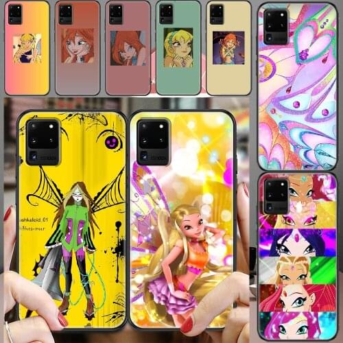 Girl Winxs Cute Clubs Elves Phone case For Samsung Galaxy Note 4 8 9 10 20 S8 S9 S10 S10E S20 Plus UITRA Ultra black luxury