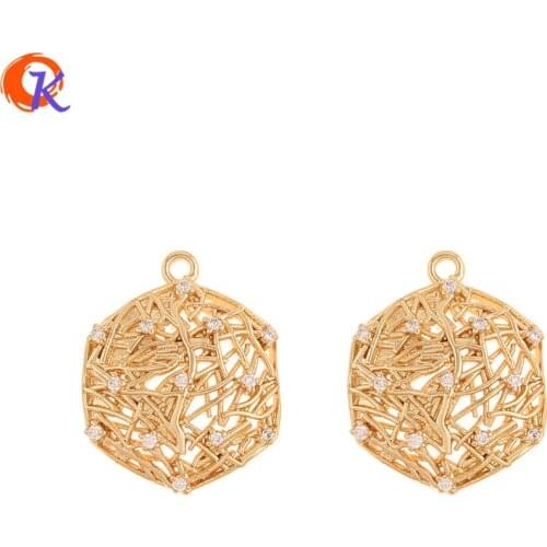 Cordial Design 10Pcs 16*21MM Jewelry Accessories/Hand Made/Hexagon Shape/Genuine Gold Plating/DIY CZ Charms/Earring Findings