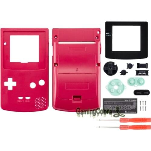 EXtremeRate Rose Red Full Housing Shell Buttons with Screen Len for Gameboy Color
