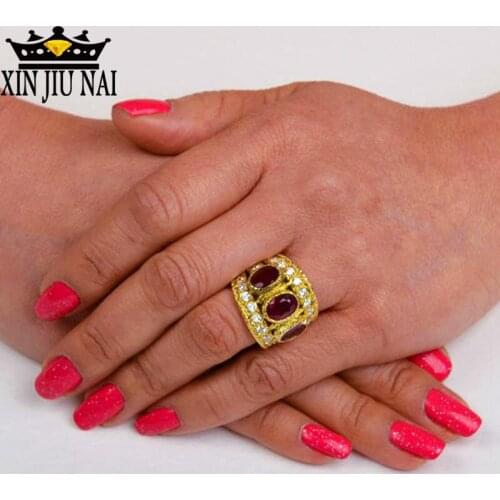 European and American pomegranate Zircon gold ring Female bohemian engagement ring for Women