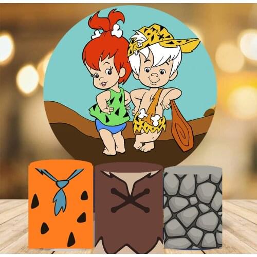 Flintstones Pebbles Bambam Backdrop for Birthday Party Baby Shower Decorations Invitations Banner Wall Decor Photo Booth