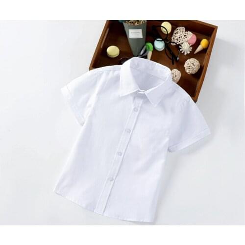 IENENS Summer Shirts Clothes 3-11Y Baby Shorts Sleeve Shirt Thin Solid Color Tops Tees Shirts Children Cotton Blouse