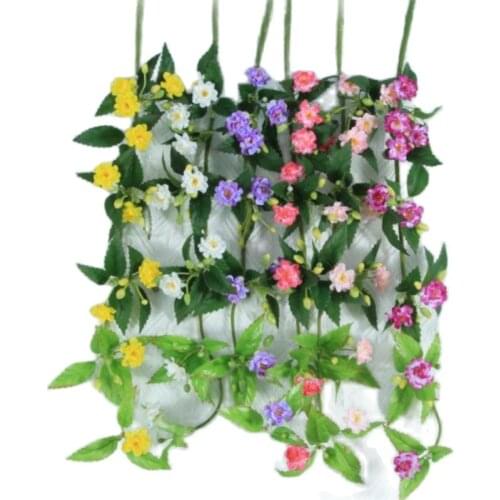 10Pcs Fake Hanging Wishing Flower 29" Length Simulation Climbing Mini Rosa for Wedding Home Decorative Artificial Flowers