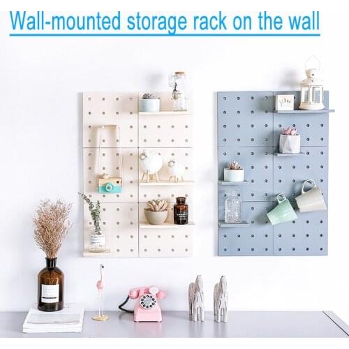 Adhesive Storage Rack with Holes 22*22cm Punch-free Wall-mounted Organizer Assemblable Display Board for Home Office _WK
