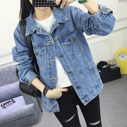 Korean clothes Women Denim jacket Short Jeans Jacket Turn Down Collar Button Denim Outwear For womens denim jacket 2021 New