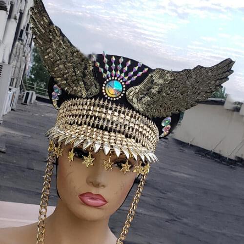 Drag Queen Costume DJ Gogo Dancer Hat Military Captains Summer Holographic Burning Man Festival Rave Clothes Outfits Wear