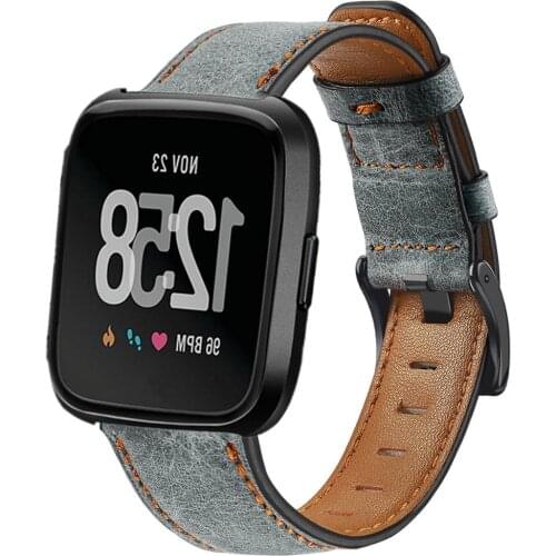 Genuine Leather Watchband For Fitbit Versa 2 Classic Look Wrist Strap For Fitbit Versa Lite Adjustable Retro Bracelet Man Bands