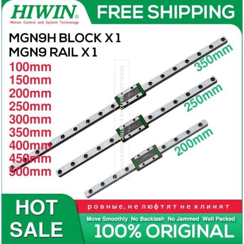Free Shipping Alloy Steel HIWIN linear Rail MGN9 100 150 200 250 300 350 400 450 500mm MGNR9 Linear Guide +MGN9H Block Carriage