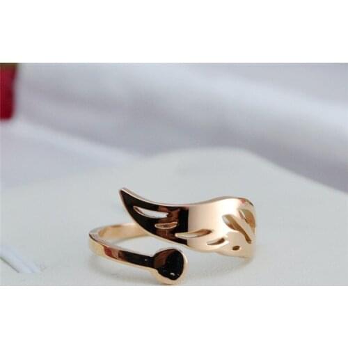 Cute angel wings rings for women holiday gifts bijoux femme, chic titanium steel ring anillos mujer rose gold color jewelry