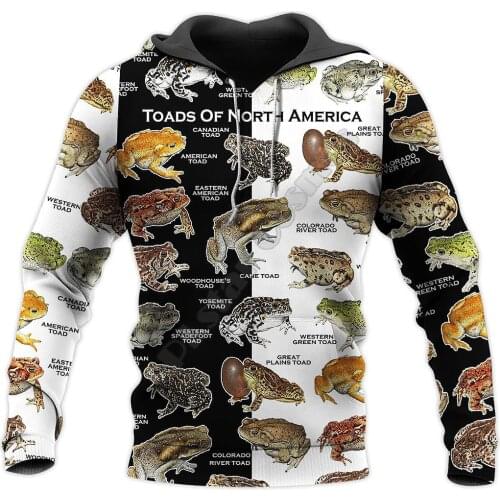 3D Printed Toads Of North America Harajuku Streetwear Man/Woman Funny Zipper Hoodies/Sweatshirt Dropshipping