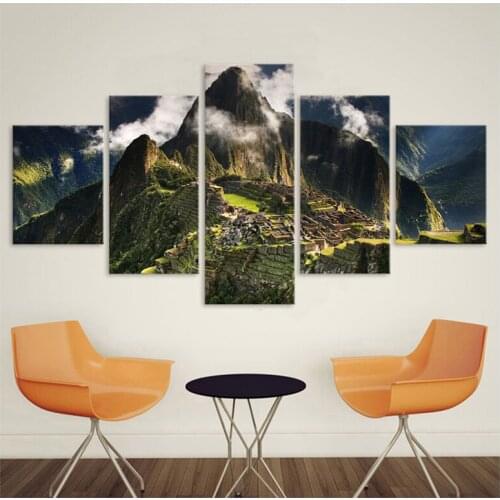 5 Pieces Machu Picchu Peru Mountains Pictures Clouds Hills Landscap rhinestones mosaic 5d diamond painting embroidery diamonds