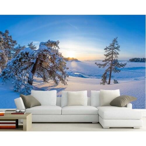 Papel de parede Winter Morning Tree Snow Nature 3d wallpaper,living room tv wall bedroom wall papers home decor restaurant mural