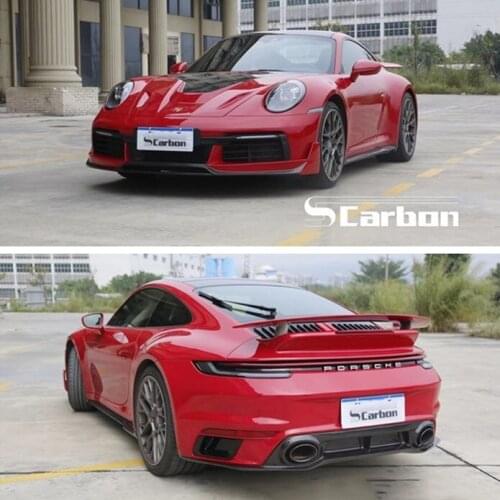 Suitable for 911 New Cover with Front Side Skirt and Rear Lip Tail Wing of the 992 Turbo Carbon Fiber