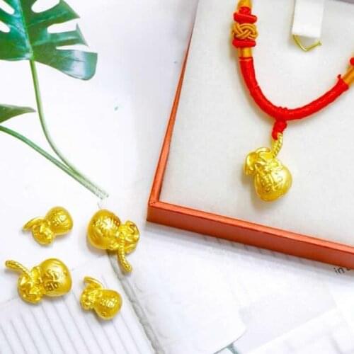 24K Yellow Gold Pendant 3D 999 Gold Fu Bag Pendant Baby gift P6238