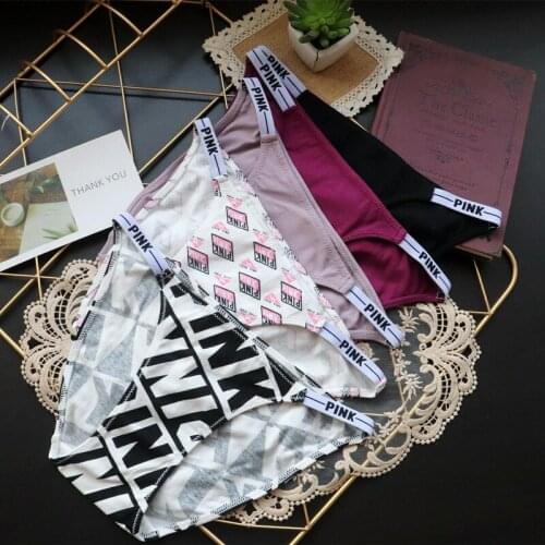 Sexy Women Panties Cotton G-String Letter PINK Underwear Seamless Briefs Thongs Low Waist Lady Intimates Sport Girls Lingerie