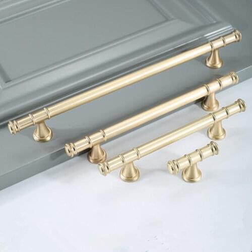 Wardrobe drawer handle modern minimalist solid wood cabinet door handle hardware light luxury gold Nordic single Woodworking
