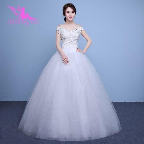 AIJINGYU Wedding Dresses Imperial White Coutures Crystal Lace Long Sleeves Ball 2021 Gown Bridal Dress Websites