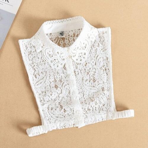 Women Lace Hollow Fake Collar Shirt False Collar Shirt Lapel Detachable Shirt Collar Female Removable Half Shirt Accessories