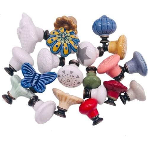 1pcs Various Size Design Ceramic Door Knobs Cupboard Drawer Pull Kitchen Closet Cabinet Door Wardrobe Handles Furniture Hardware