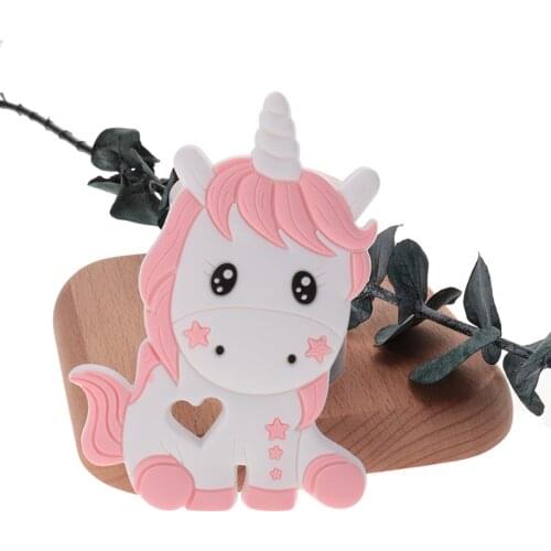 10pcs Unicorn Baby Teether Silicone Teething Toys Silicone Teethers For Newborn Baby Chewing Gum Pendant For Pacifier BPA free