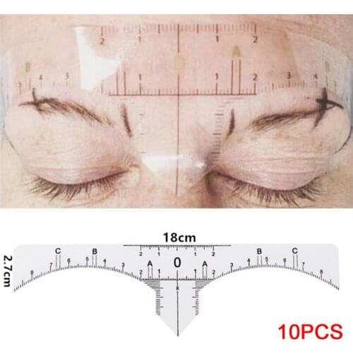 10 Pcs/Set Reusable Semi Permanent Eyebrow Ruler Eye Brow Measure Tool Eyebrow Guide Ruler Microblading Calliper Stencil Makeup