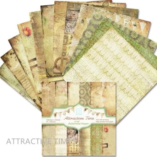 24 sheet VINTAGE Scrapbooking Pattern papers 6 inch decorative paper for DIY photo album scrapbook junk /bullet journal supplie