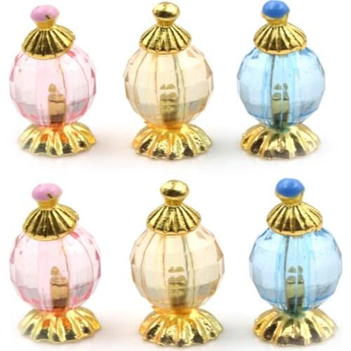 3pcs/Set Miniature 1:12 Perfume Makeup Bottles Tray Sets Pink For Doll Dollhouse Bathroom Accessories