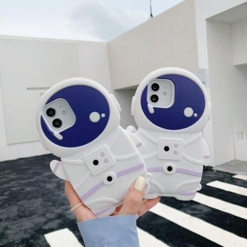3D Cartoon The astronauts silicone Cover For iphone 12 Mini 11pro Phone case Astronaut For X XR XSMAX 6 6s 7 8 Plus Soft shell