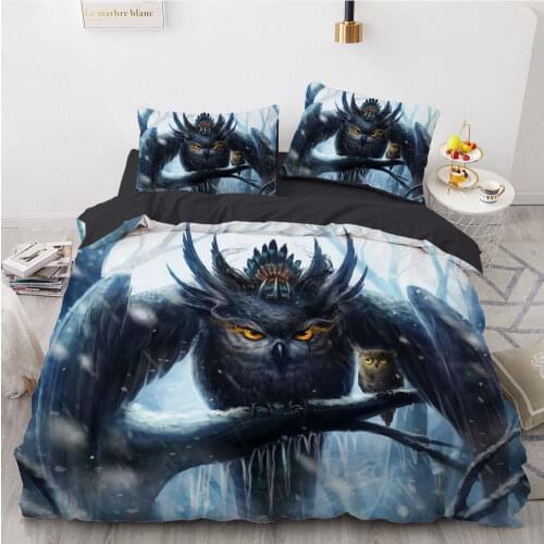 3D Animal Design Comforter Duvet Quilt Cover Bedding Set Full King Queen Double Full Twin Sizes Bat Black Home Textile