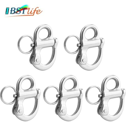5PCS stainless steel 316 Rigging Sailing Fixed Bail Snap Shackle Fixed Eye snap hook sailboat Sailing Boat Yacht Outdoor Living