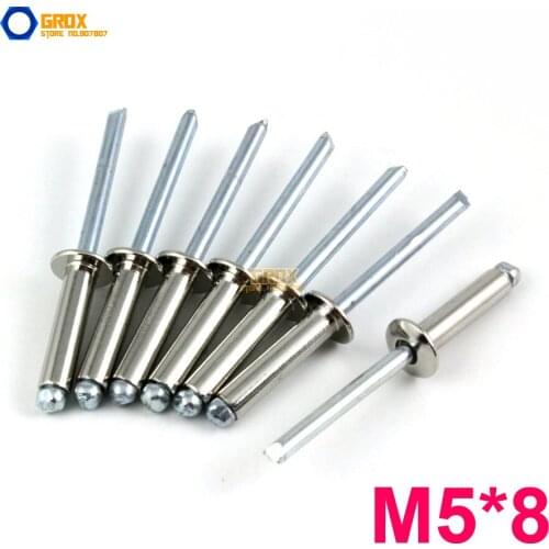 60 Pieces M5*8 304 Stainless Steel Blind Rivet Pop Rivet Open End