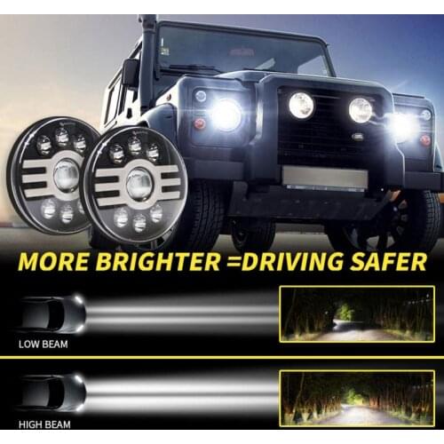 7'' Round Black Cree LED Headlight Halo Angle Eyes High Low Beam for Jeep Wrangler JK TJ LJ CJ + H4-H13 Adapter Harness