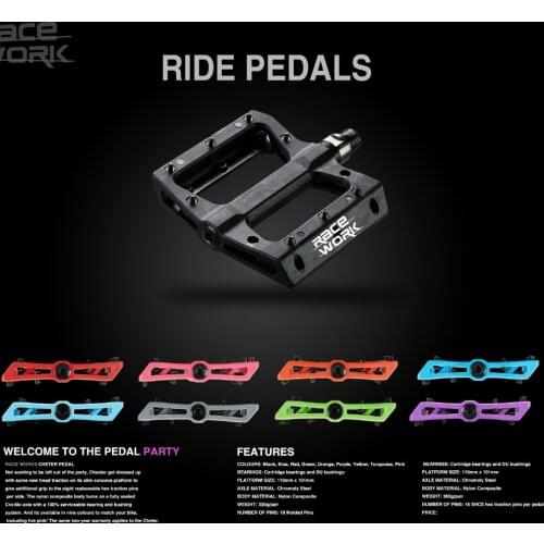 9/16" Concise Composite Flat MTB Mountain Bicycle Pedals Nylon Fiber Big Foot Road Bike Bearing pedales bicicleta mtb pedal