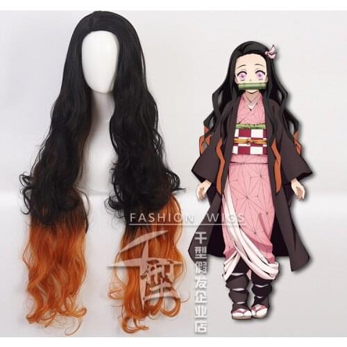 Anime Demon Slayer: Kimetsu no Yaiba Wigs Cosplay Costume Kamado Nezuko Wigs Kamado Tanjirou Synthetic Hair Wigs Girls Boys Wig