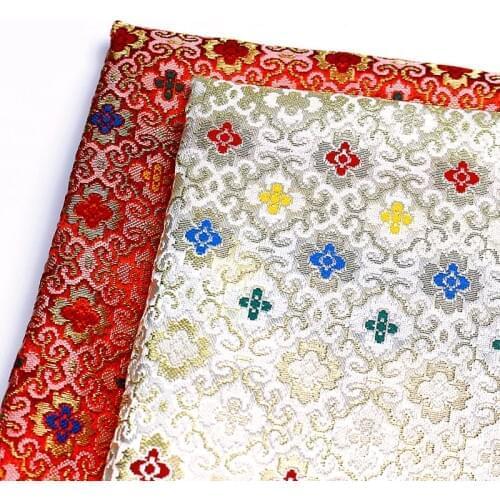 CF540 1meter Red/White Jacquard Brocade Fabric Chinese Cheongsam Metallic Fabric Pillow Cushion DIY Sewing Fabrics Chinese Gifts