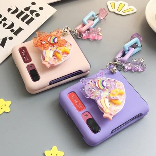 For Samsung Galaxy Z flip 5g mobile phone case new pendant bracket for Samsung 7070 folding screen cute girl
