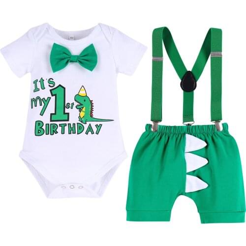 Baby Boy Birthday Clothes Dinosaur Series 3pcs Set Cake Smash Pageant Party Photo Shoots Halloween Dresss Up Carnival
