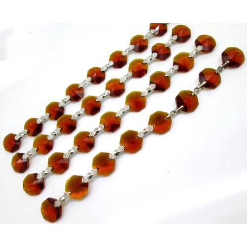 Garland Spectra 3 Feet Brown Prisms Glass Crystal Octagon Beads 14mm Wedding Chandelier Parts Suncatcher Rainbows M02050-7