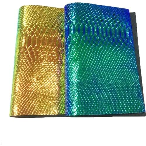 135x30cm Crocodile Skin Embossed PU Dichroic Holographic Metallic Leather Fabric Sheet For Shoe/Bag/DIY Accessories/Earring